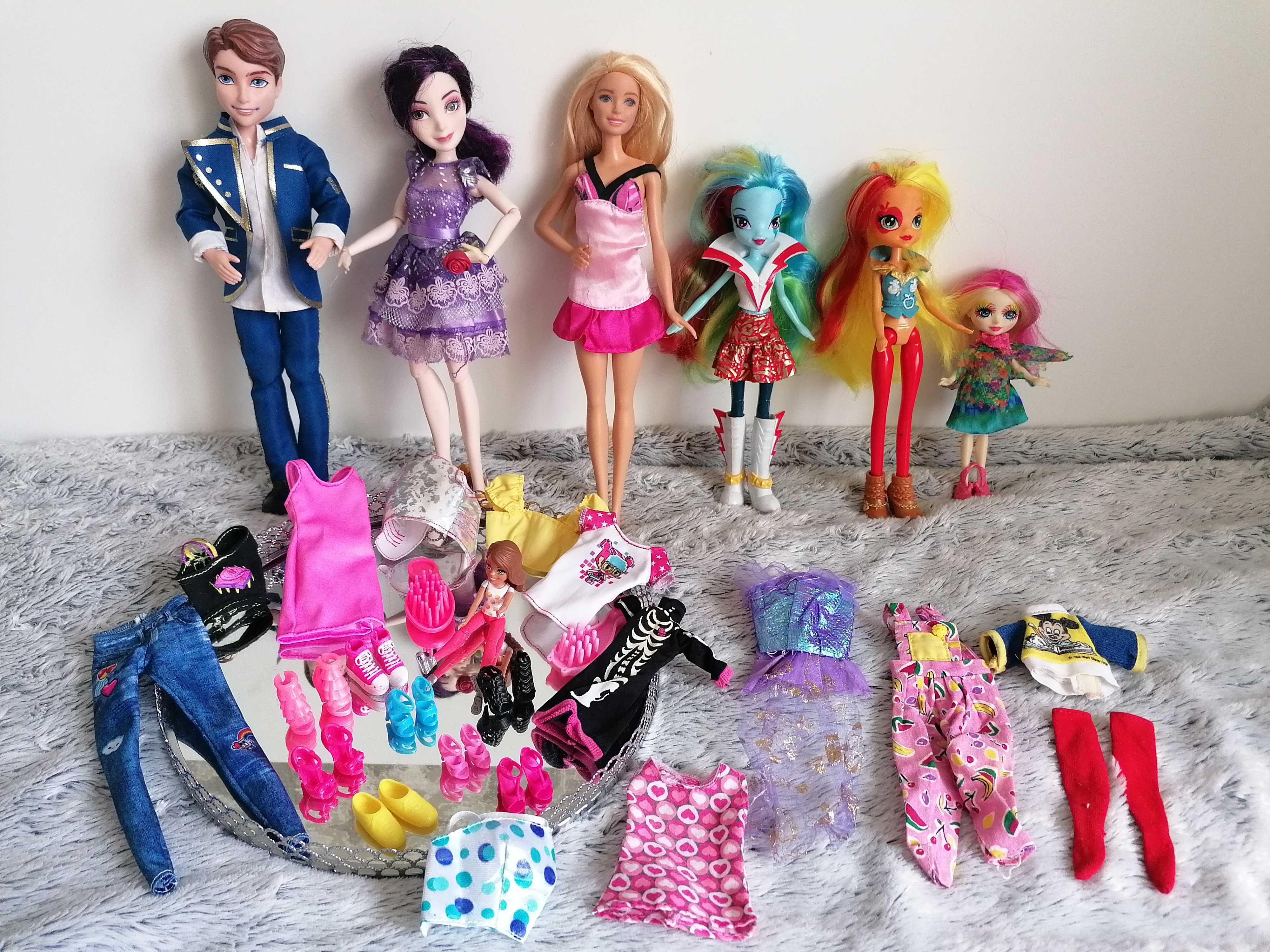 Barbie z akcesoriami, Ken, Apple Jack, Rainbow Dash - ZESTAW