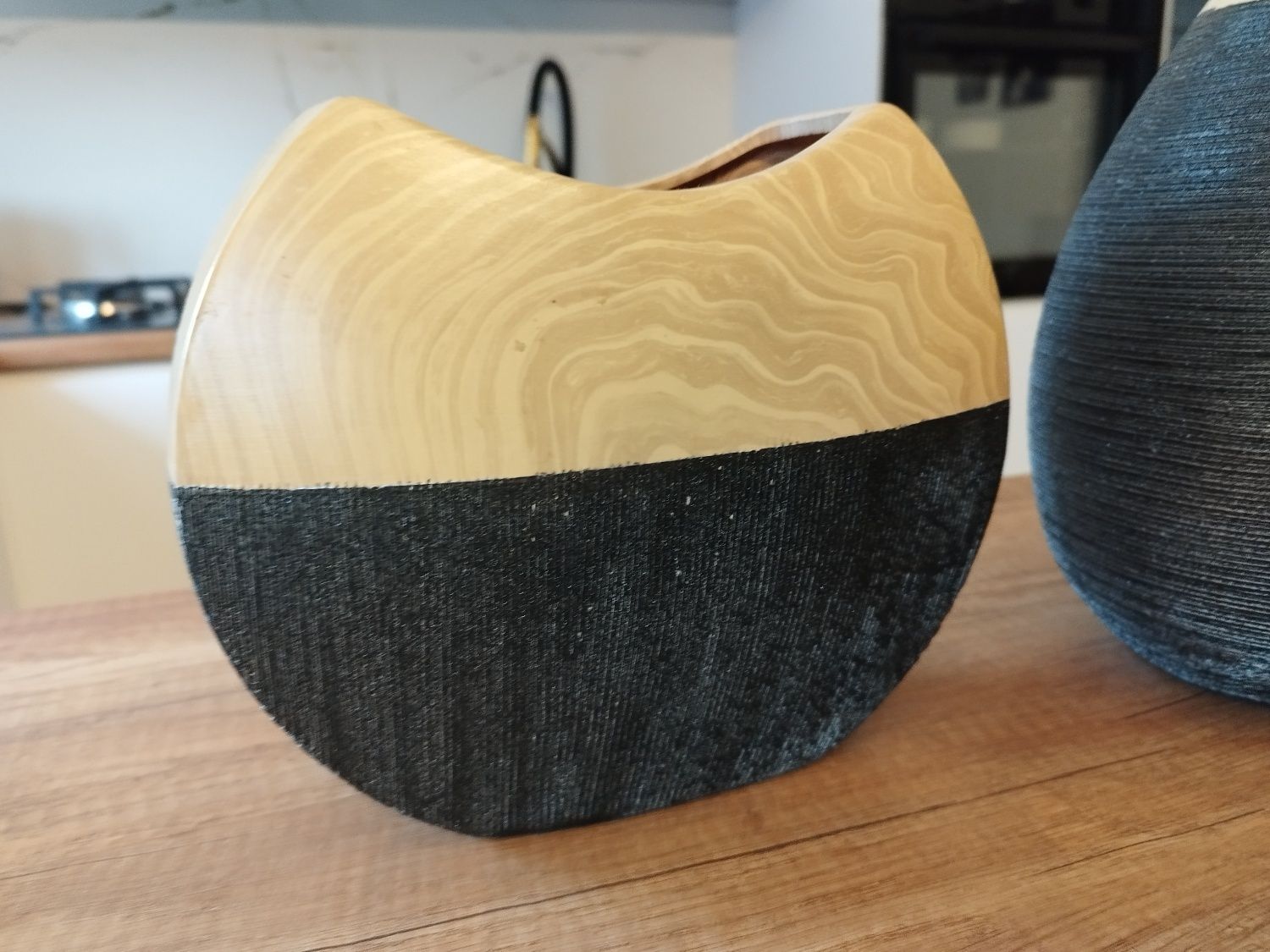 Wazon 2szt ozdoba ceramiczna loft beżowo czarny boho