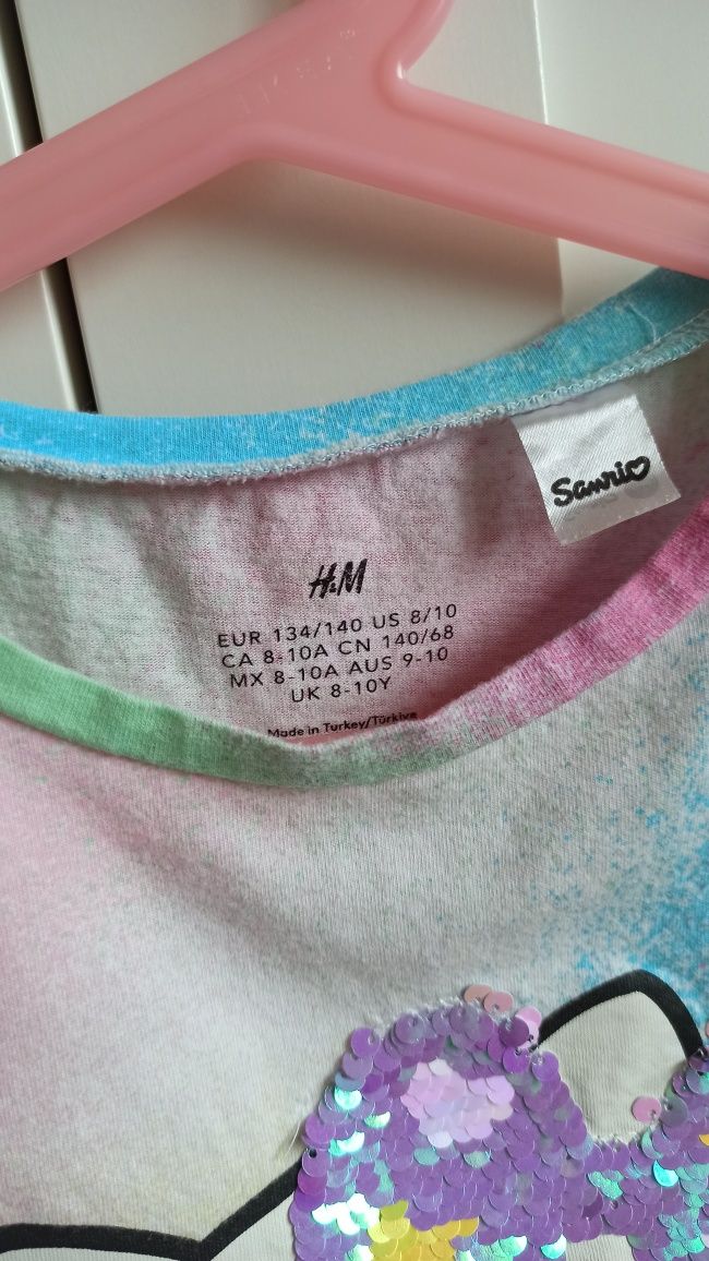 Bluzeczka t-shirt z falbankowym rękawem Hello Kitty r. 134/140 H&M