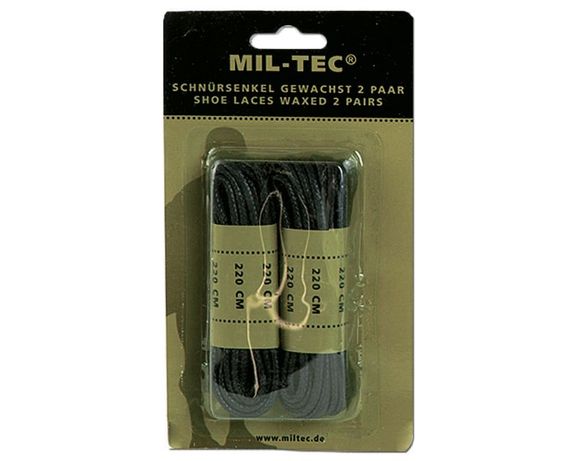 Вощеные шнурки Mil-Tec® 220 см - черные 2 ПАРЫ