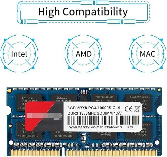 Pamięć DDR3 16GB (2×8GB)1333MHz PC3-10600S SODIMM do laptopów i Mac
