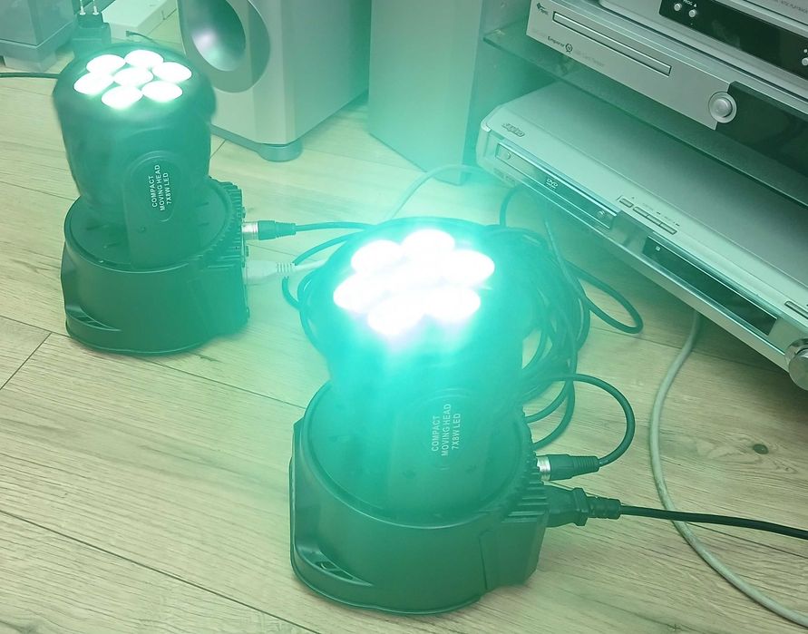 Dwie głowy ruchome Light4me plus długi kabel DMX zawodowy efekt