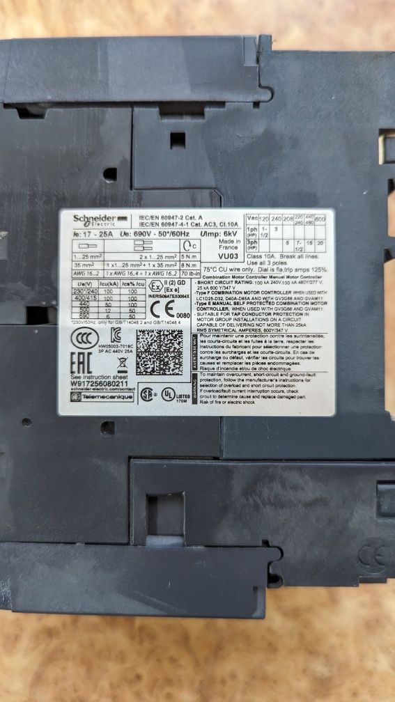 Автомат защиты двигателя Schneider electric 12-18 17-25 37-50 GV3P