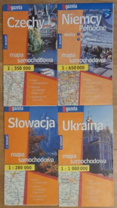 Mapa samochodowa Czechy, Niemcy Północne, Słowacja, Ukraina 2007 rok