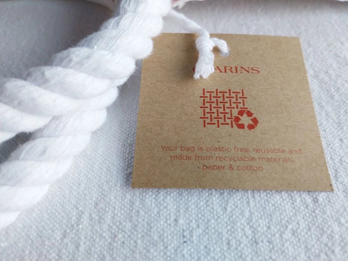 Белая сумка шопер пляжная Clarins