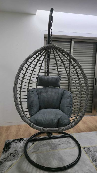 Baloiço Suspenso Beliani com Suporte CASOLI Cinzento