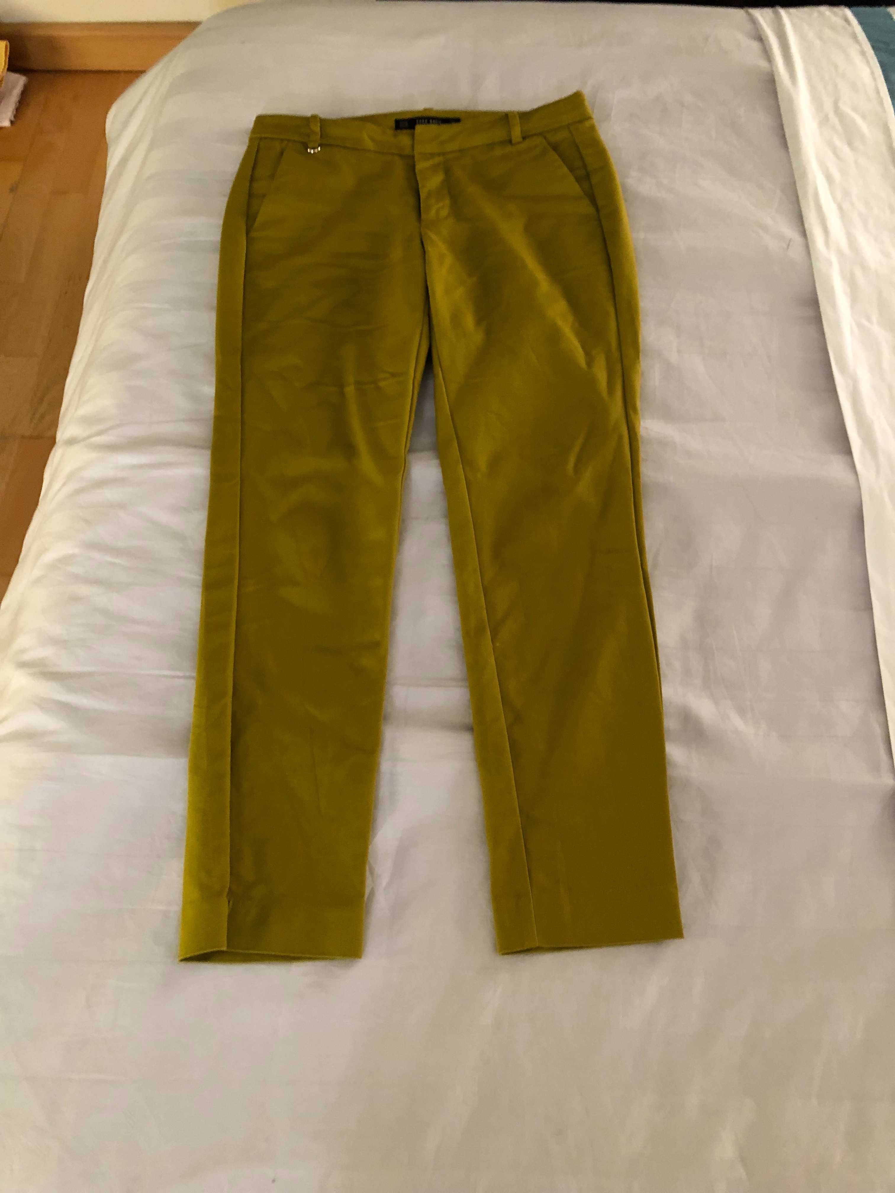 calças zara verdes tamanho xs