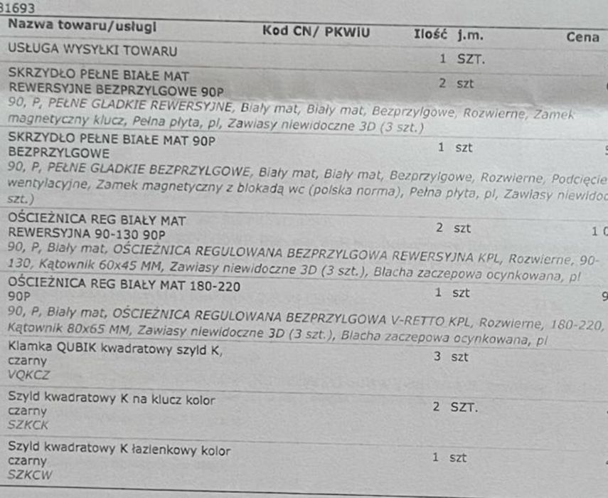 Skrzydła Drzwi 90 bezprzylgowych i rewersyjne  PEŁNE