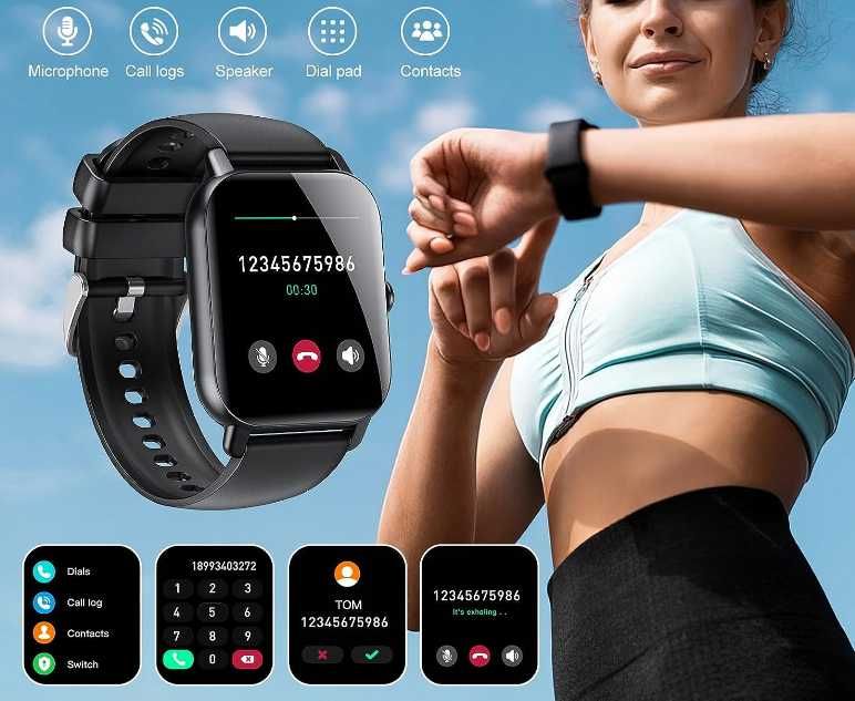 NOWY Zegarek SmartWatch sportowy IP68: 24 tryby sportowe