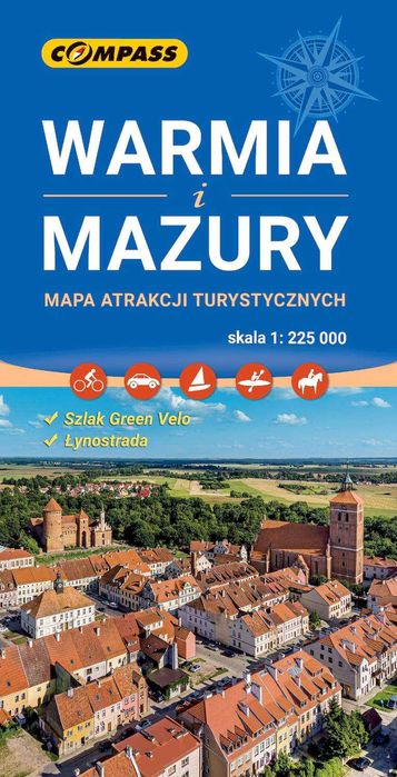 MAPA ATRAKCJI turystycznych Warmia i Mazury 1:225 000 COMPASS W.4