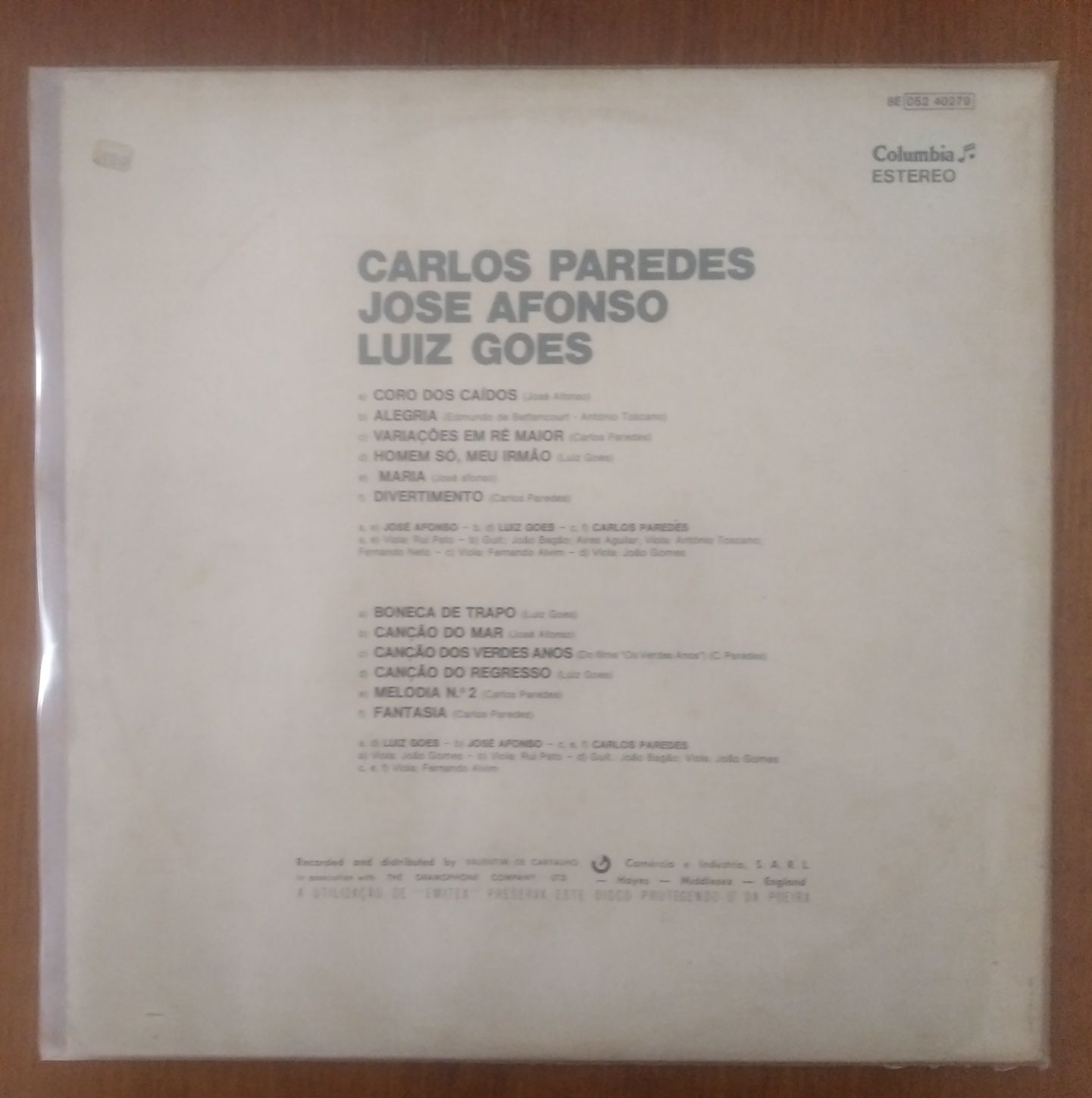 Carlos Paredes - José Afonso - Luiz Goes disco de vinil