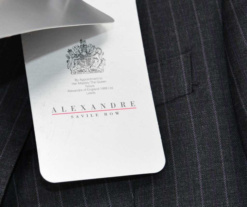 Alexandre Savile Row marynarka męska 48 100 % wełna stalowa w paski