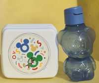 Caixa Sanduíche + Garrafa Mickey Azul/Vermelha Tupperware