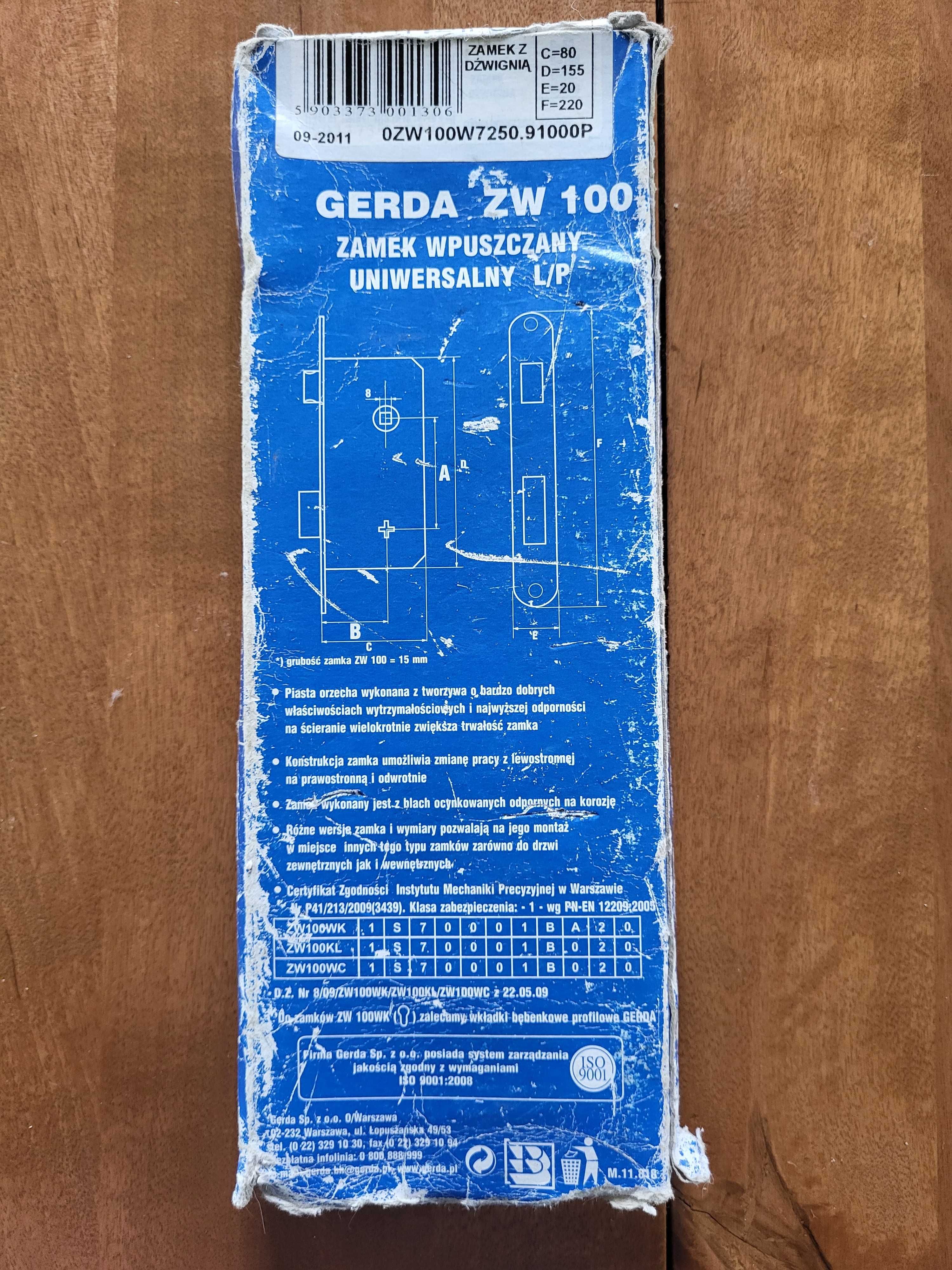 Zamek wpuszczany 72/50 Gerda ZW 100 - 20,-