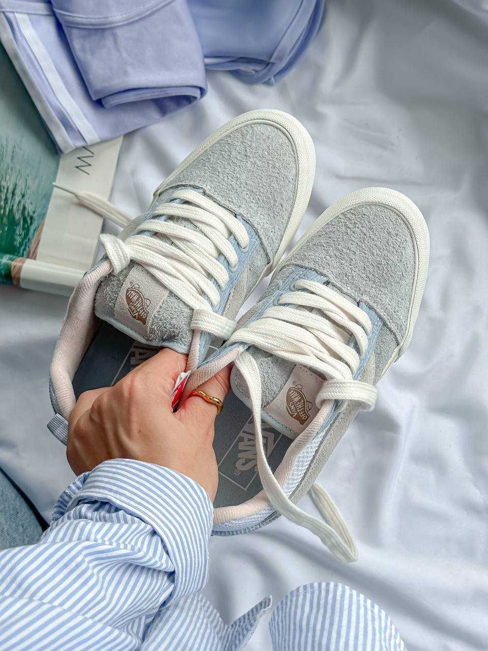 36р Кеди Vans KNU School Light Blue Premium ванс венс блакитні білі