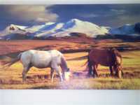Duży nowoczesny obraz konie pejzaż góry krajobraz 150 x 60 nowy
