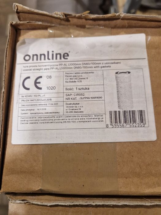 Rura kominowa prosta koncentryczna ppal metrowa plus kolanka