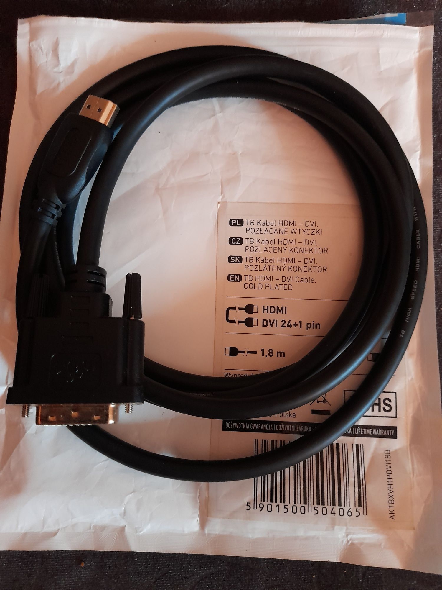 Kabel HDMI - DVI 1.8m