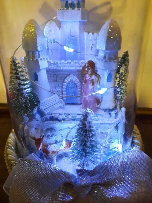 Lodowy zamek pałac ozdoba świąteczna krajobraz 3D