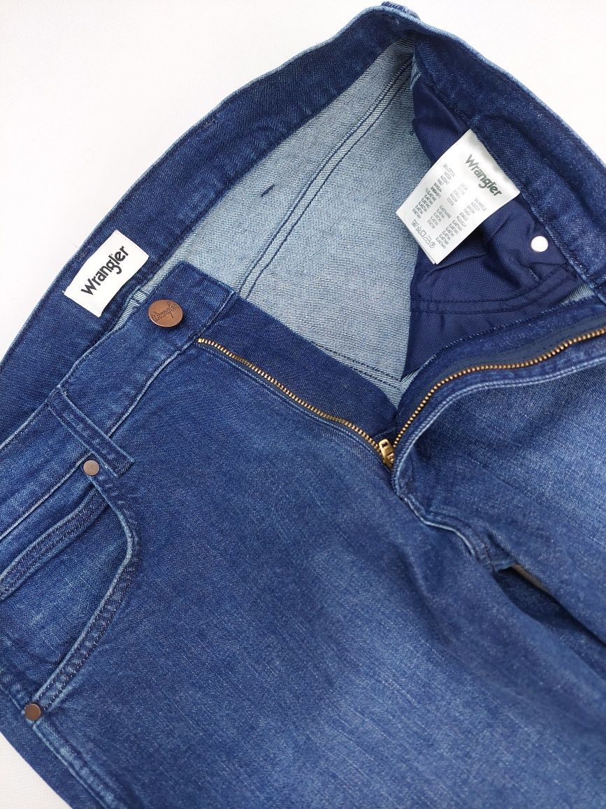 Wrangler Greensboro 33/34 niebieskie slim porządny Jeans spodnie męski