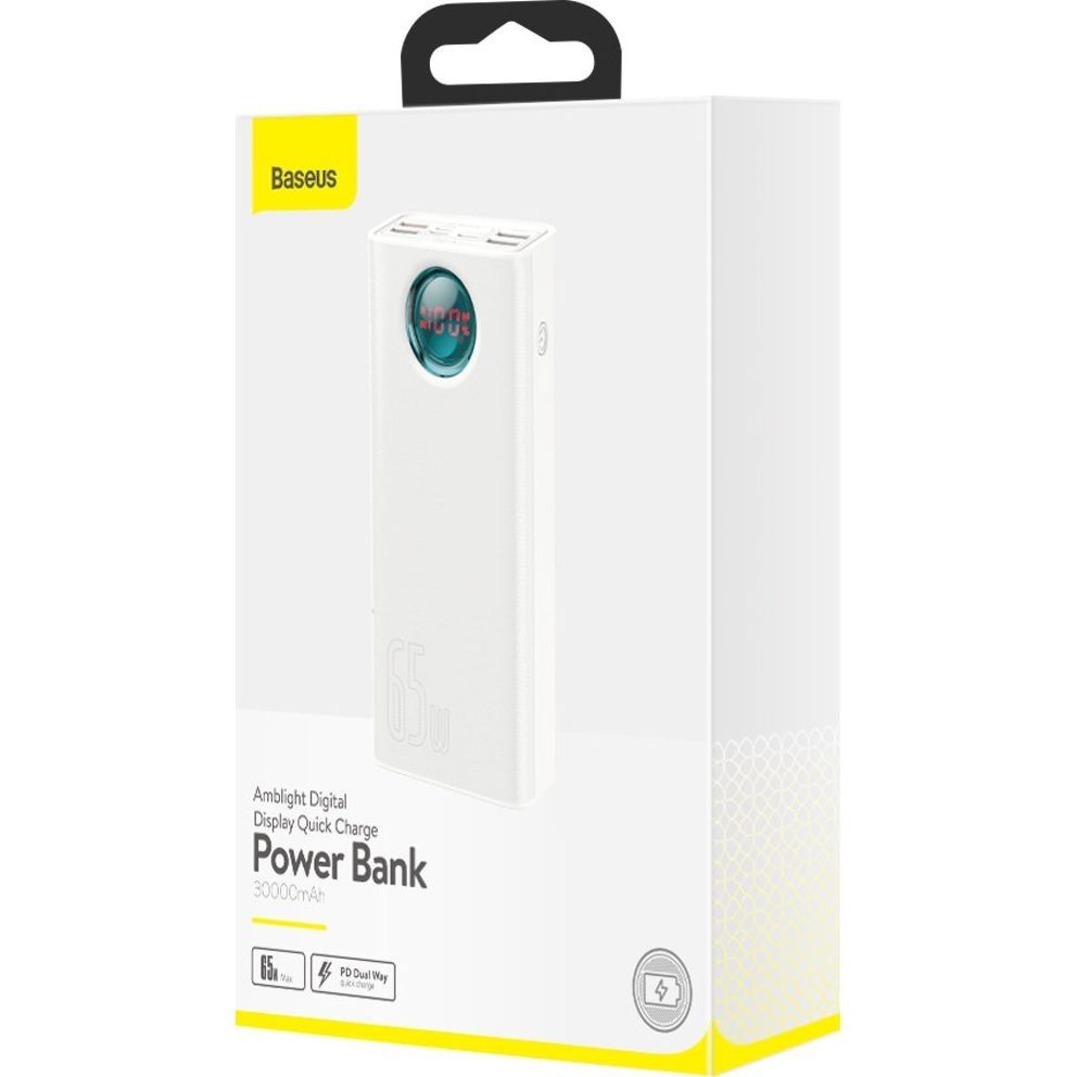 Powerbank павербанк BASEUS Amblight 30000 mAh 65W QC3.0 PD3.0 White
