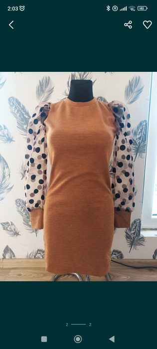 Sukienka sweterkowa ceglana