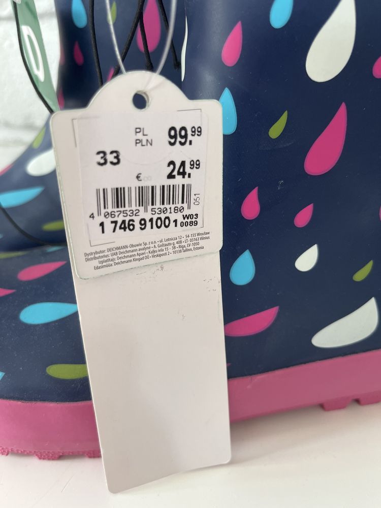 Kalosze Deichmann rozm. 33 NOWE 21 cm