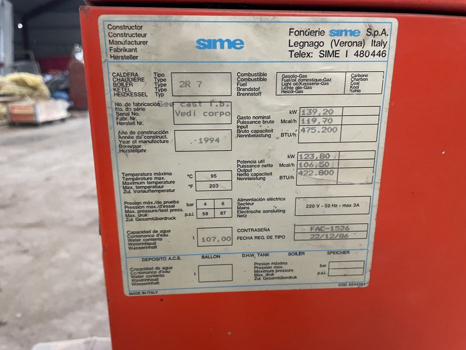 Piec gazowy Sime 139 KW