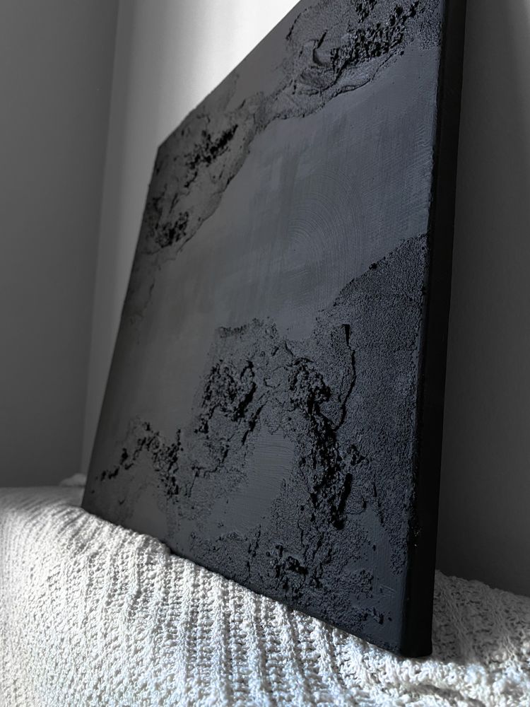 Niedostępny obraz strukturalny teksturowany boho czarny abstrakcyjny