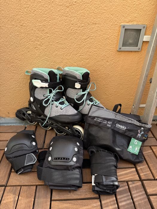 Patins em linha adulto com kit proteções