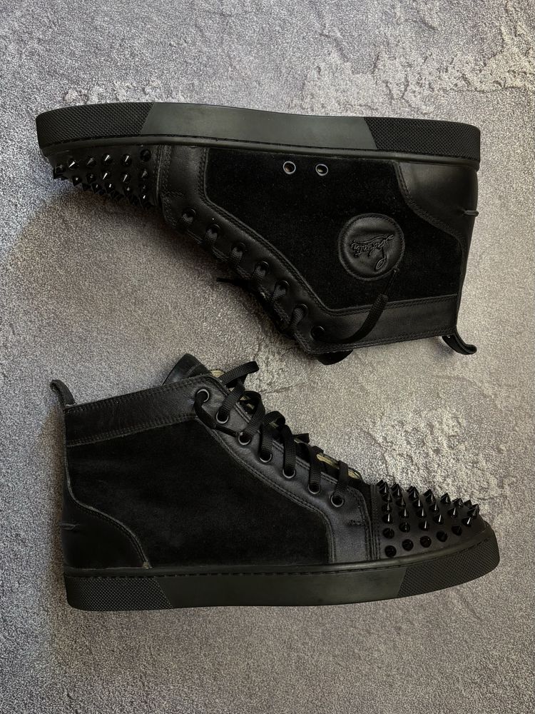 Кросівки Christian Louboutin Louis Spikes Black Suede Оригінал