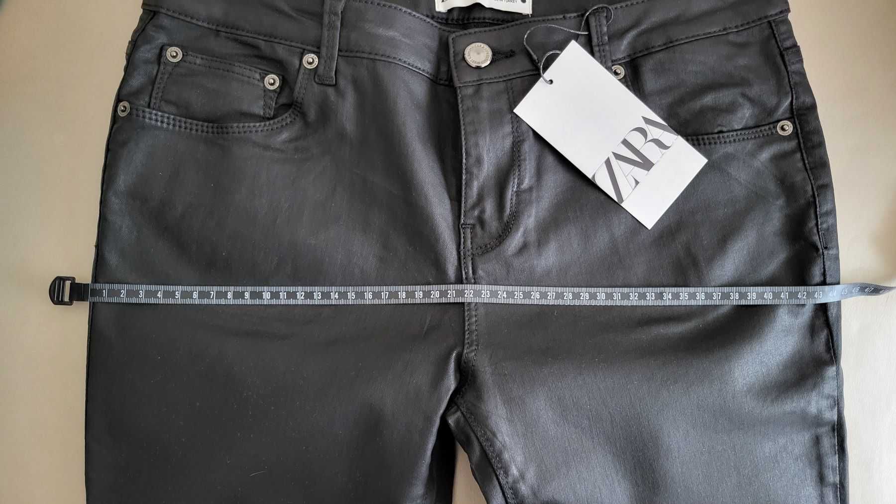 Zara czarne spodnie w stylu skóry moto boho nowe z metką skinny 36