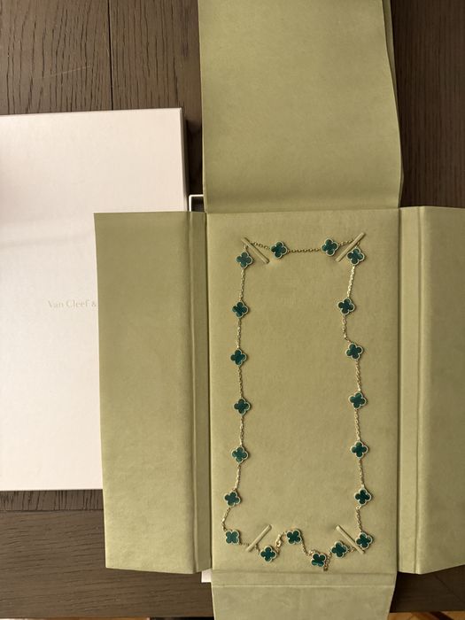 Van Cleef zielony łańcuszek 20 koniczynek i bransoletka