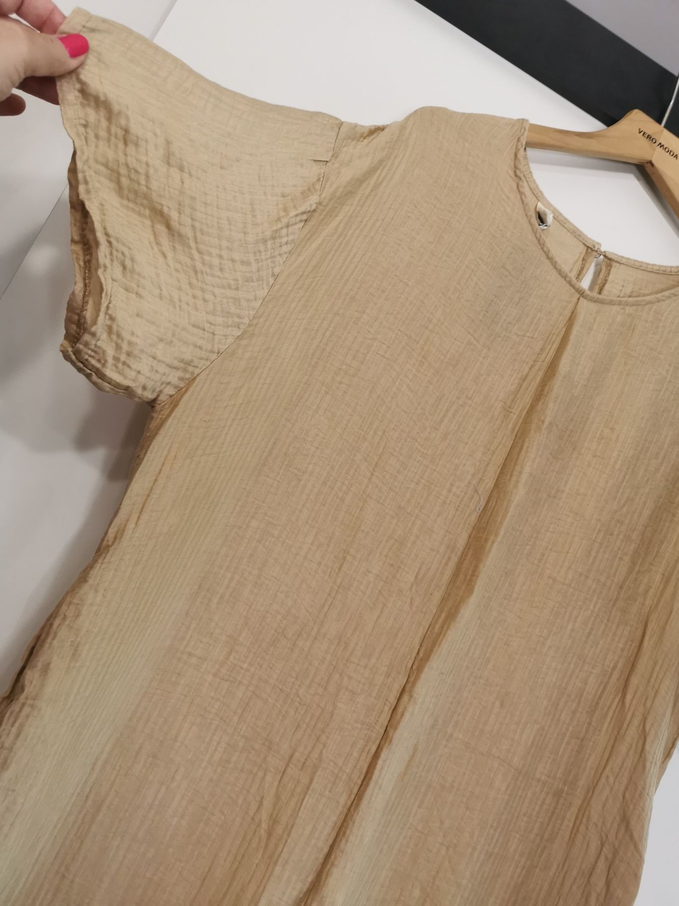 Śliczny karmelowy  luźny kombinezon szerokie nogawki plus size