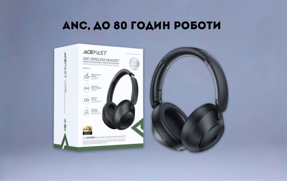 СУПЕР АВТОНОМНІСТЬ, Acefast H3, безпровідні навушники