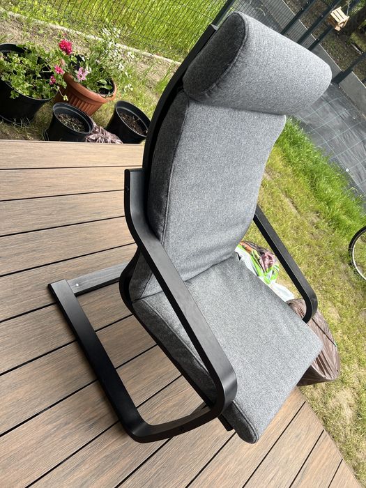 Fotel z podnóżkiem IKEA z wymienioną tapicerką