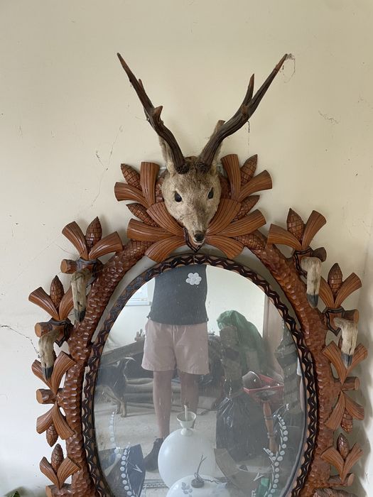 Drewninane Lustro z jeleniem