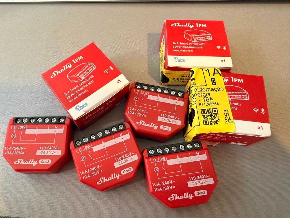 7 dispositivos Shelly 1 PM Gen 3 - novos - ótima oportunidade