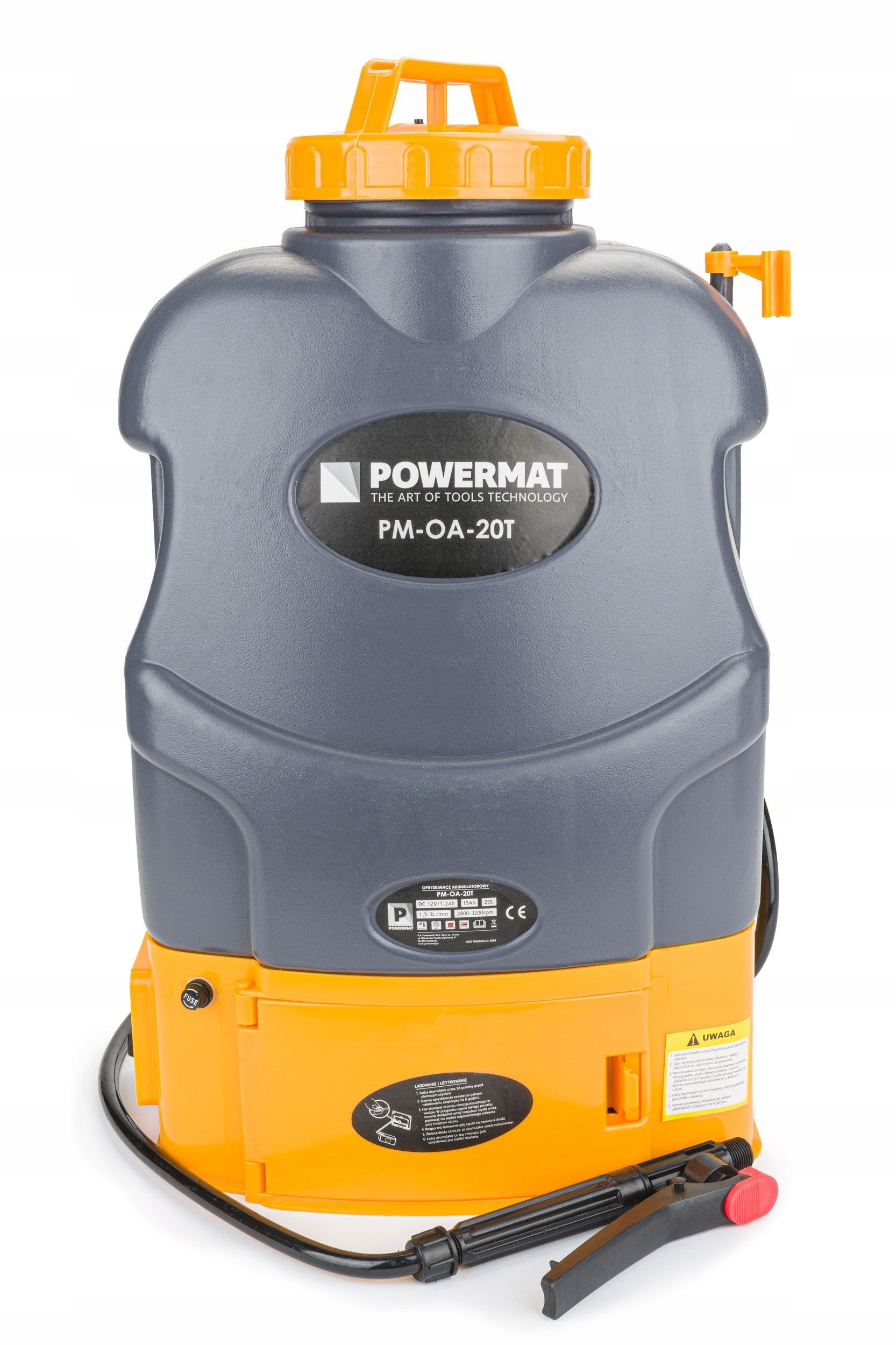Opryskiwacz Akumulatorowy Plecakowy Ciśnieniowy Powermat 20L Zestaw 9