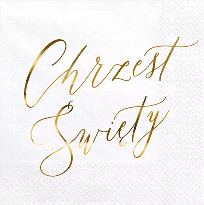 Serwetki Chrzest Święty białe 33x33cm 20szt. PartyDeco. Nowy Produkt