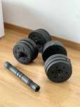 2w1 Hantle bitumiczne Mega Zestaw 20kg 2w1 2x10kg + gryf sztanga