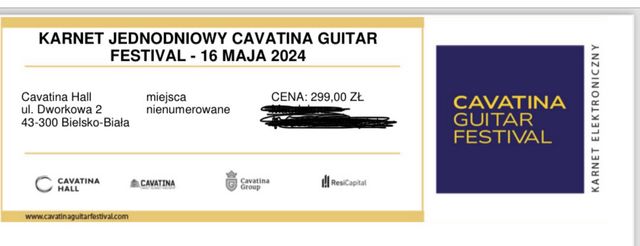 Bilet jednodniowy cavatina guitar festival