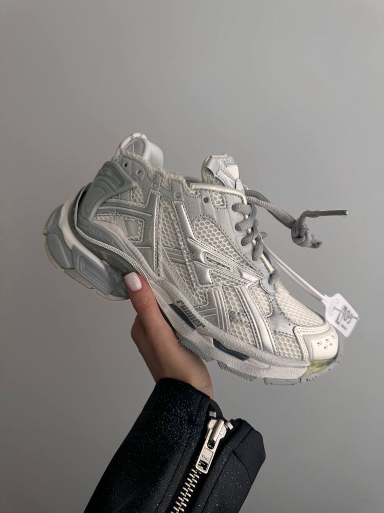 Balenciaga Runner Trainer White Silver