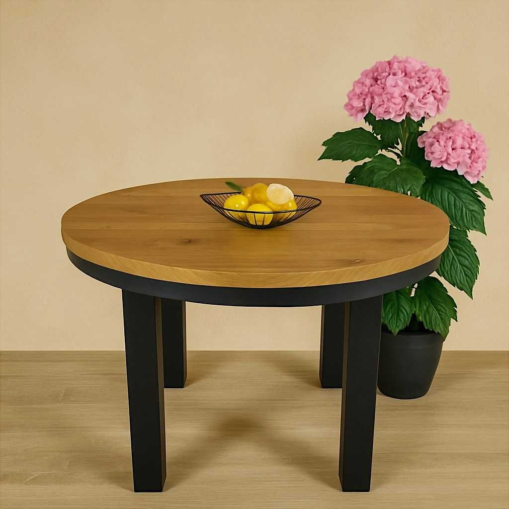 Stół Dębowy Okrągły LOFT, 100% Lite Drewno, Różne Wymiary, Rozkładany.