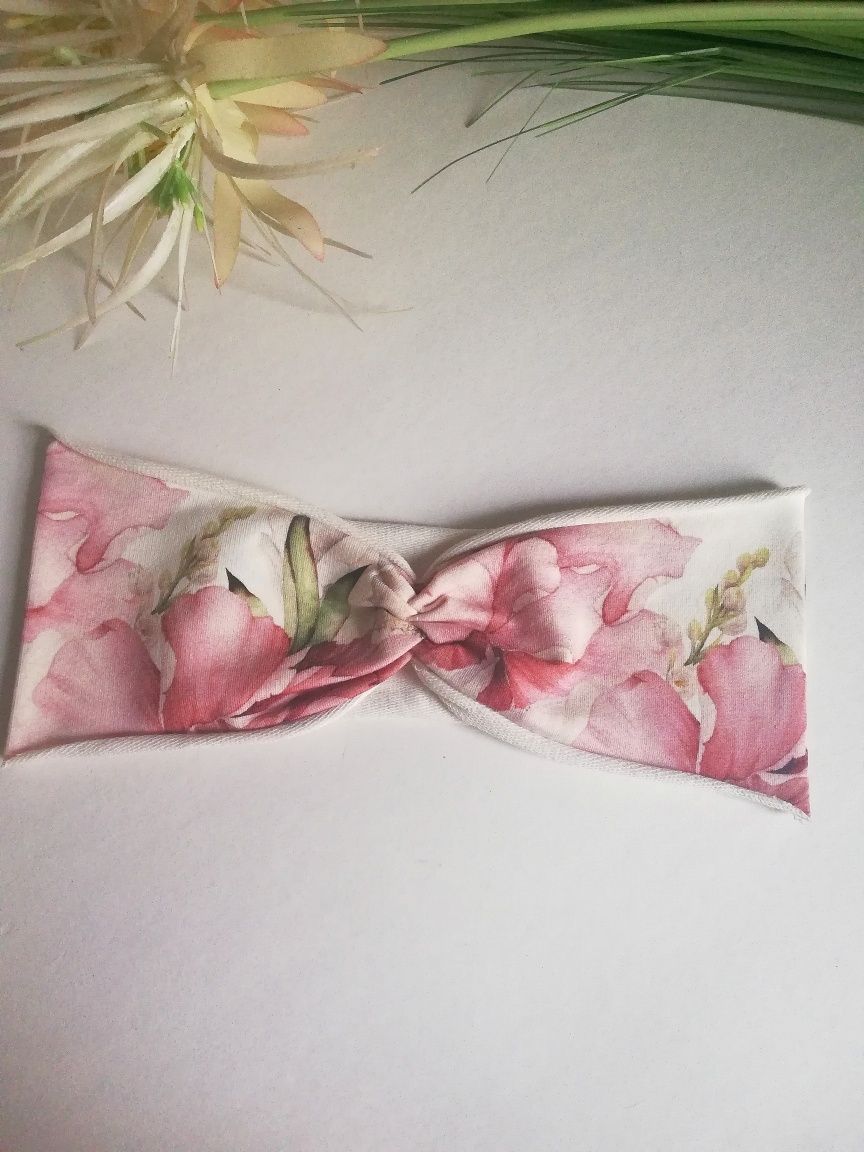 Chusta i opaska damska peonie handmade