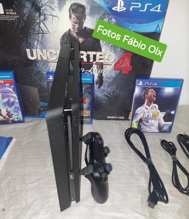 Ps4 Slim de 1 TB C/Caixa + 1 Comando Original + 3 Jogos Incluindo