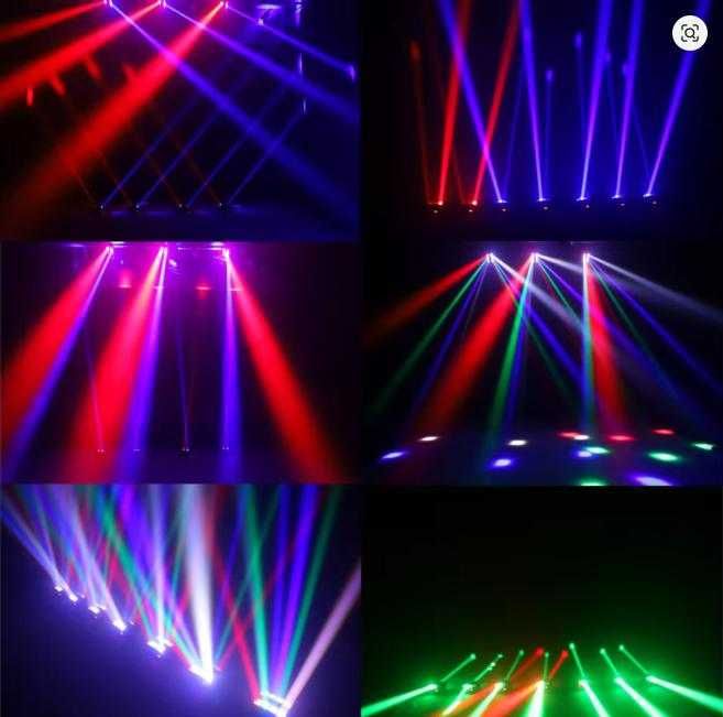 Oświetlenie estradowe dyskotekowe LED. SPIDER Strobo LASER