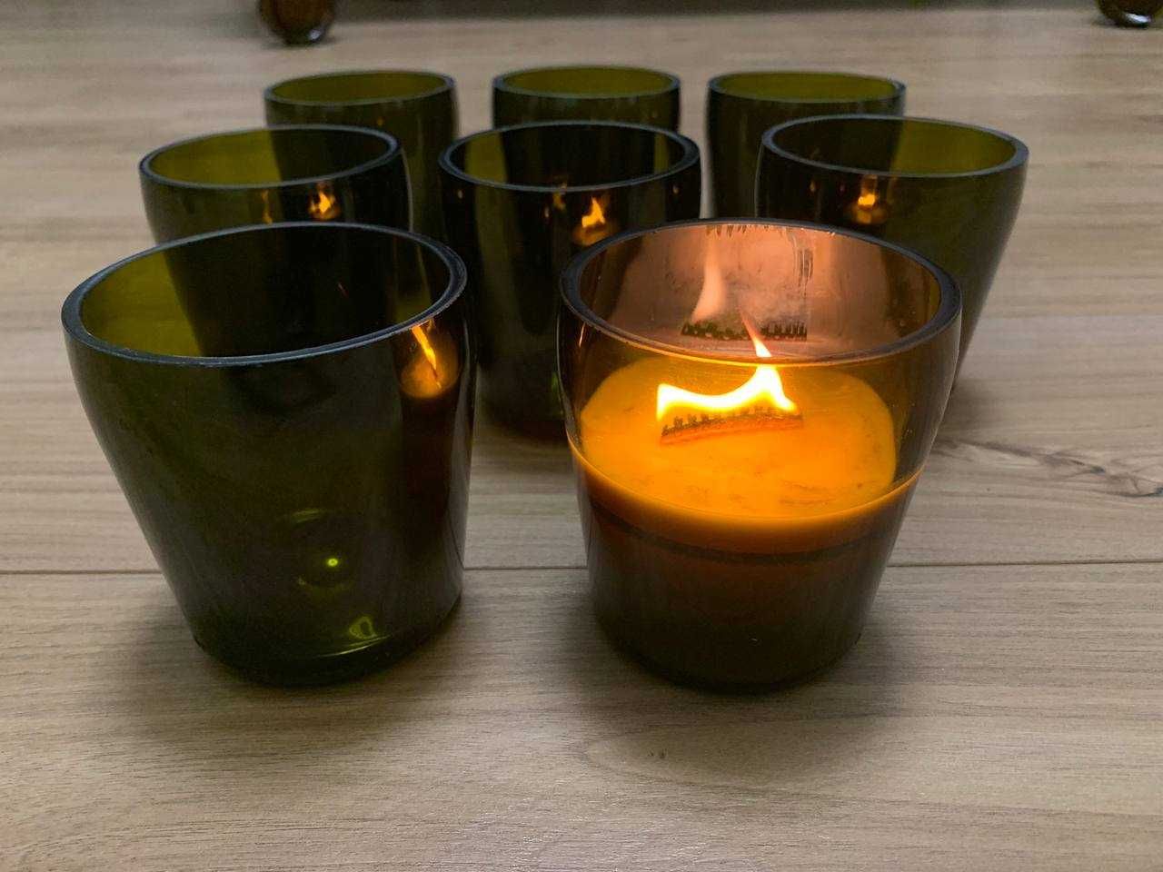 Кашпо, стакан, підсвічник с стеклянной бутылки для свечей.
