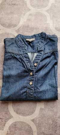 Koszula jeansowa dziewczęca ciemny denimu stójka r.122/128