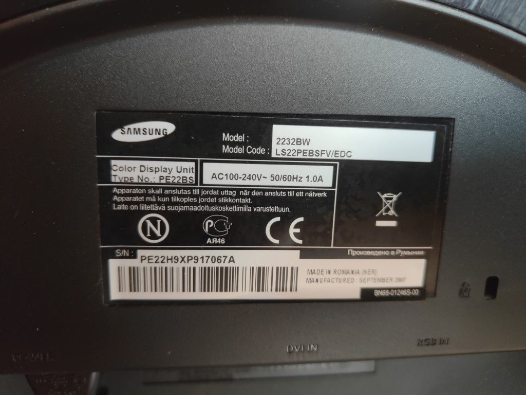 Monitor Samsung syncmaster 2232bw
